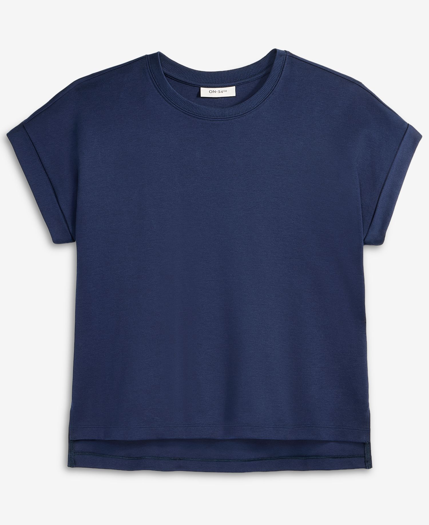 Women's Cotton Roll-Cuff Easy Crewneck Tee