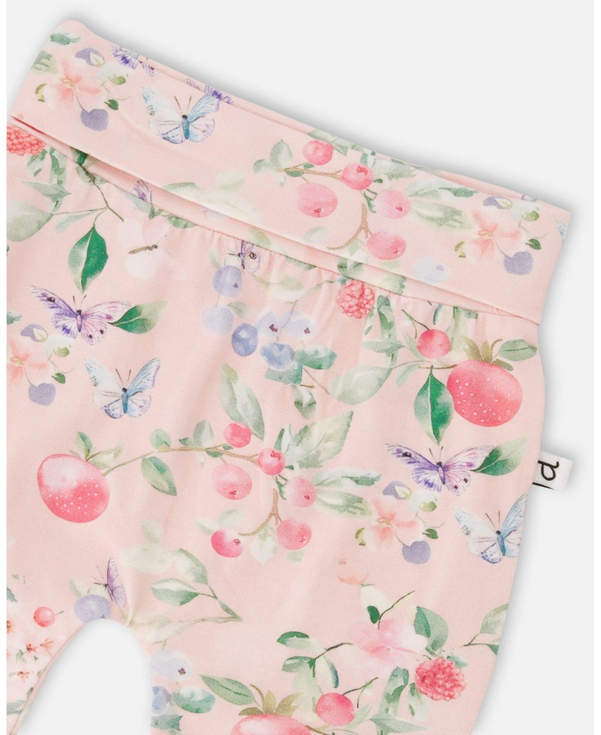 Deux par Baby Girls Cotton Jersey Evolutive Pants Pink Printed Berries