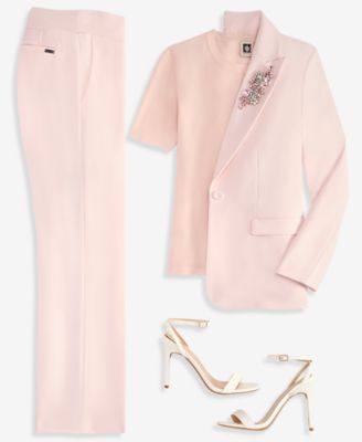 Brooch Blazer, Short-Sleeve Top & Pull-On Pants