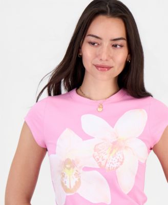 Juniors' Orchid Graphic T-Shirt
