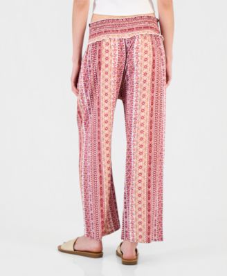 Juniors' Printed Wide-Leg Pants
