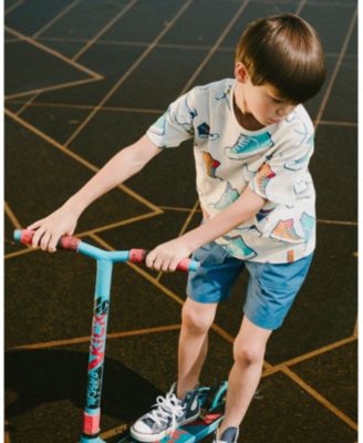 Big Boys Cotton Jersey T-Shirt Grey Mix Printed Shoes