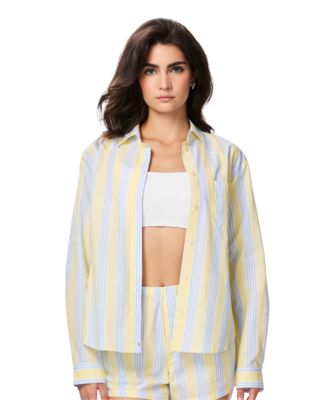 Women's Poplin Notch Collar Long-Sleeve Sleep Shirt