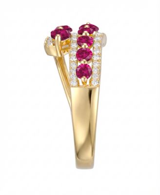 Lab-Grown Ruby (1-1/8 ct. t.w.) & Lab-Grown White Sapphire (1/3 ct. t.w.) Ring in 14k Gold Over Sterling Silver