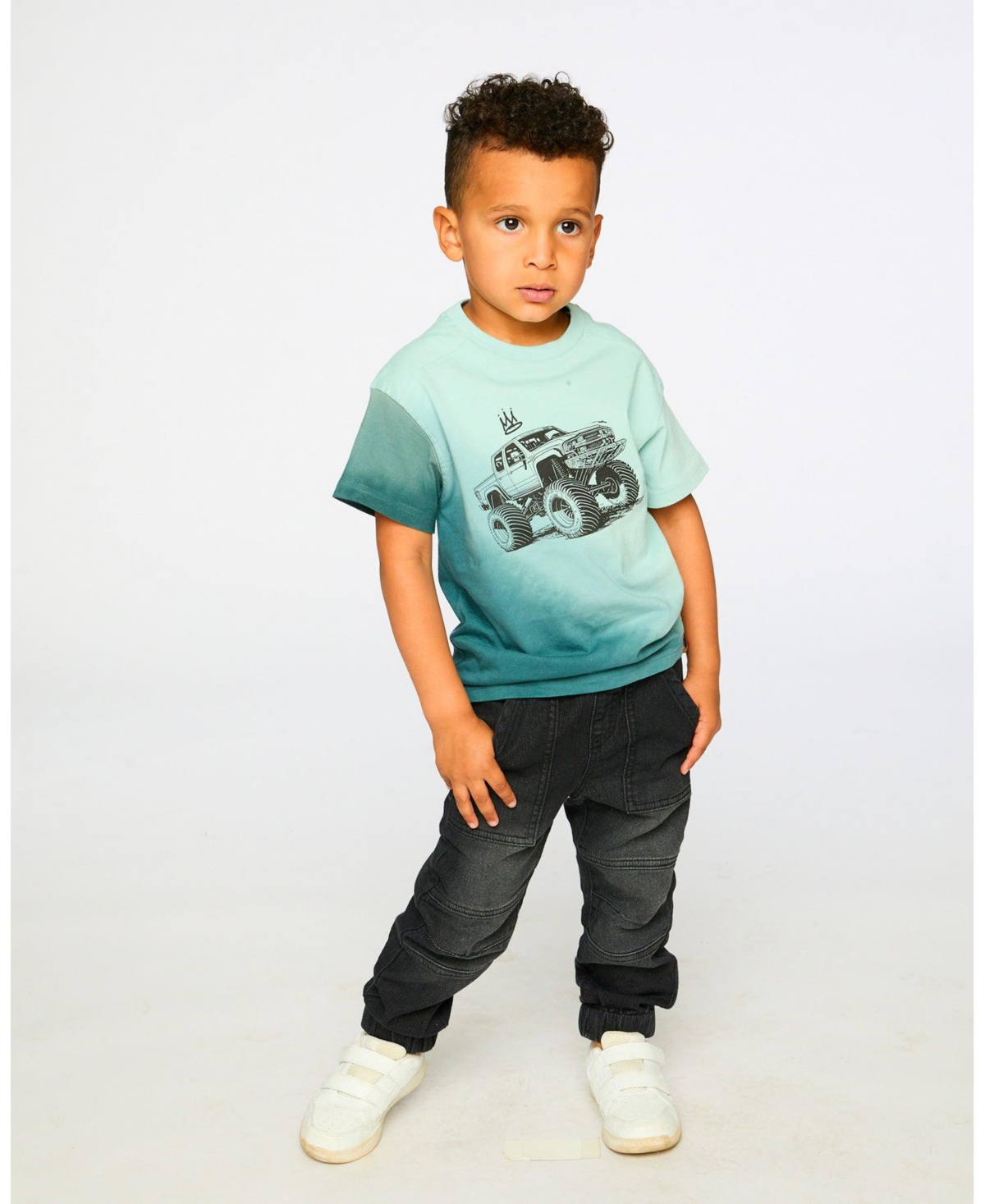 Deux par Big Boys Cotton Jersey T-Shirt with Print Turquoise