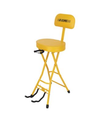 Guitar Stool 3.15" Padded Chair w Backrest Foldable Music Seat Built in Foot Rest Guitar Stand