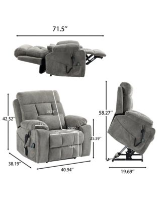 Velvet Electric Lift Recliner with Heating & Massage, Power Lift Sofa Chair with 2 Pocket Cup Holders, 2 Remote Controls,Dual OKIN Motors