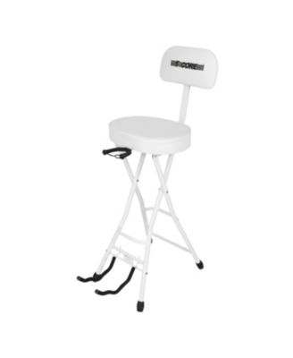 Guitar Stool 3.15" Padded Chair w Backrest Foldable Music Seat Built in Foot Rest Guitar Stand