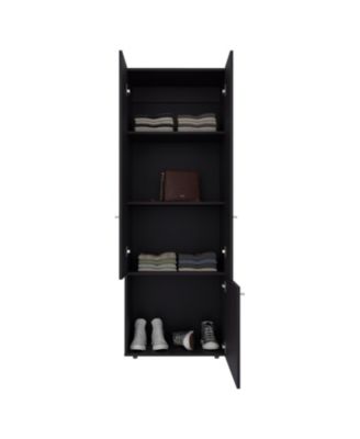 Tolleson Wenge 3 Door Tall Wardrobe Cabinet with 4 Shelves
