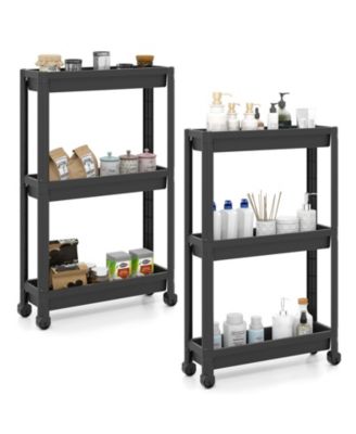 3-Tier Slim Rolling Storage Cart 2-Pack with Wheels, Mobile Bathroom Organizer