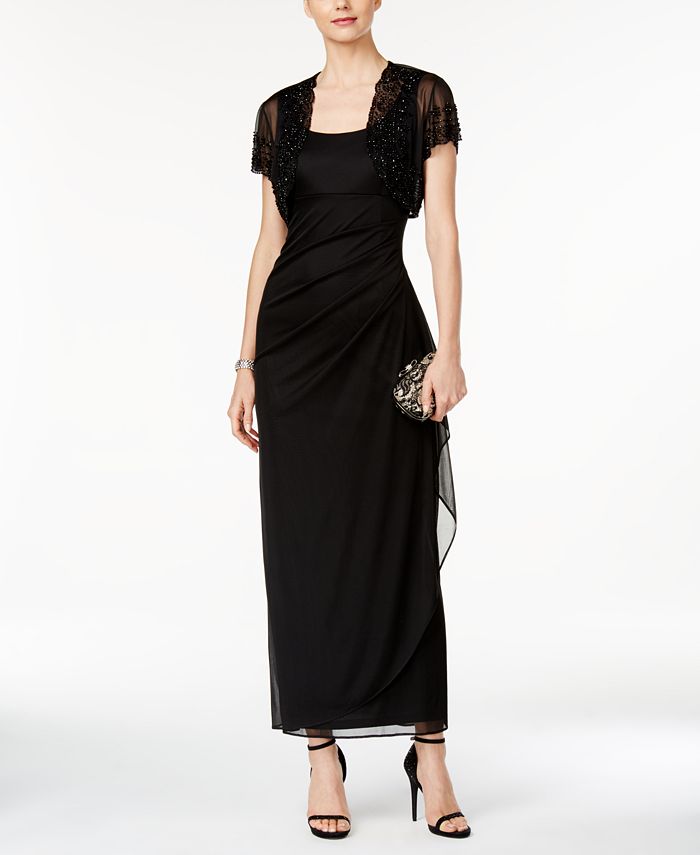 Msk embellished online ruched jersey gown