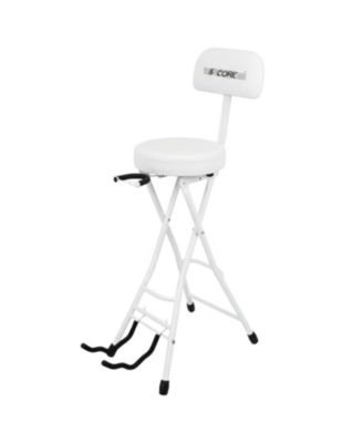 Guitar Stool 3.15" Padded Chair w Backrest Foldable Music Seat Built in Foot Rest Guitar Stand