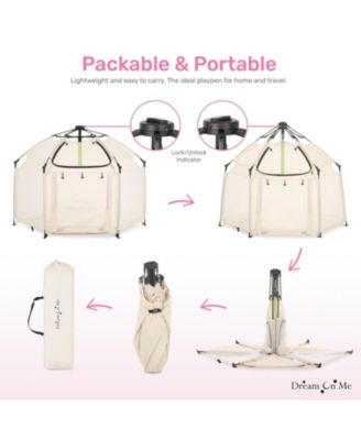 Baby Pop-Up Children Playpen, Instant One-Hand Open & Fold, Breathable Mesh Sides, Zipper Gate & Travel Carry Bag