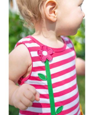 Baby Girl Stripe Knit Romper With Flower