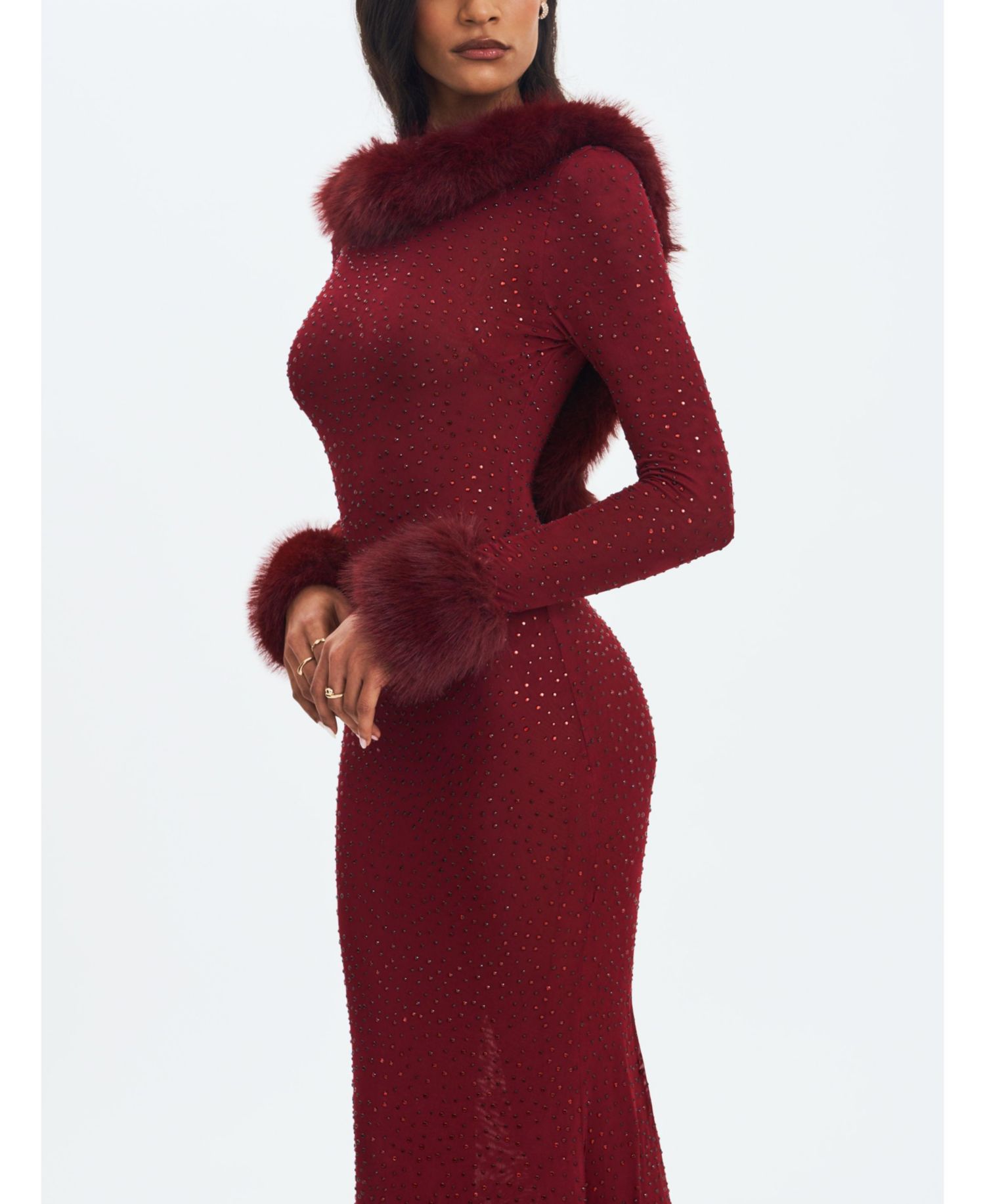 Women's Rhinestone Mesh Low Back Mermaid Gown