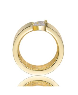 Elegant 14K Gold Plated Clear Cubic Zirconia Open Ring