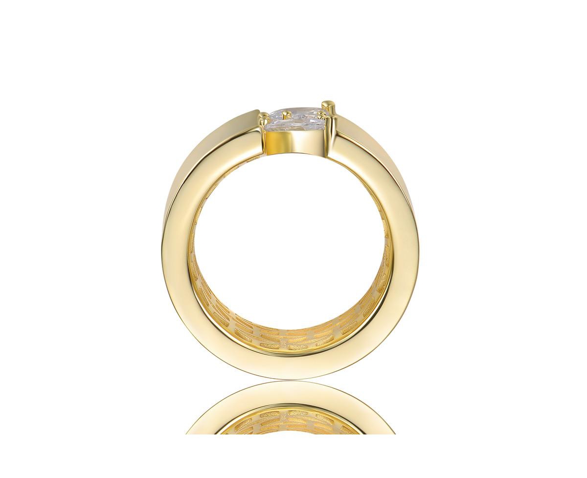 Genevive Elegant 14K Gold Plated Clear Cubic Zirconia Open Ring