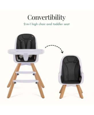 Kids Zoodle 3-in-1 High Chair, Black – Convertible wooden chair with removable tray, padded seat, adjustable footrest & 5-point harness