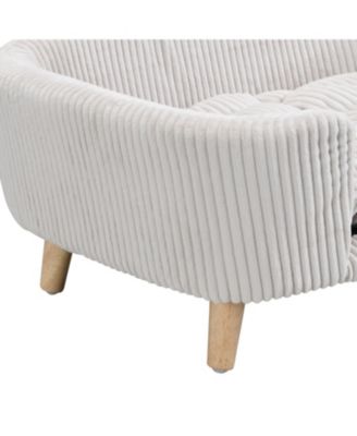 Small Dog Corduroy Sofa Bed - Elevated Frame with Supportive Foam