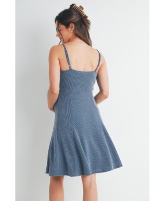 Women's Maternity Ribbed Empire Waist Scoop Neck Sleeveless Dress