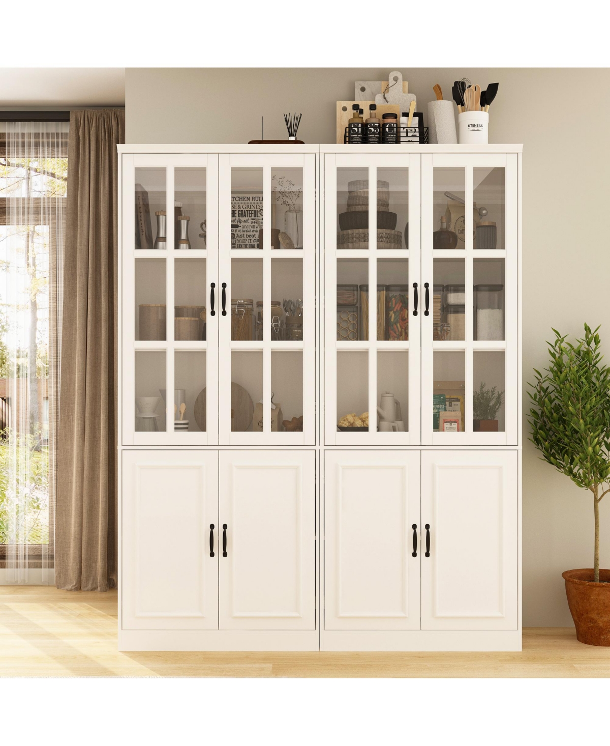 Famapy White Wooden 6 Shelves Standard Bookcase, Storage Cabinet