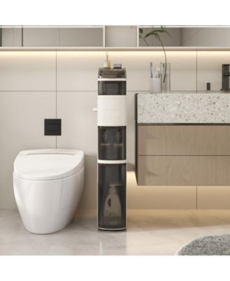 5-Tier Narrow Bathroom Storage Cabinet with Drawers and Tissue Box Holder