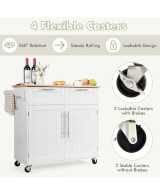 Kitchen Islands Rolling Kitchen Island Cart Storage Trolley with Towel Rack and Drawer