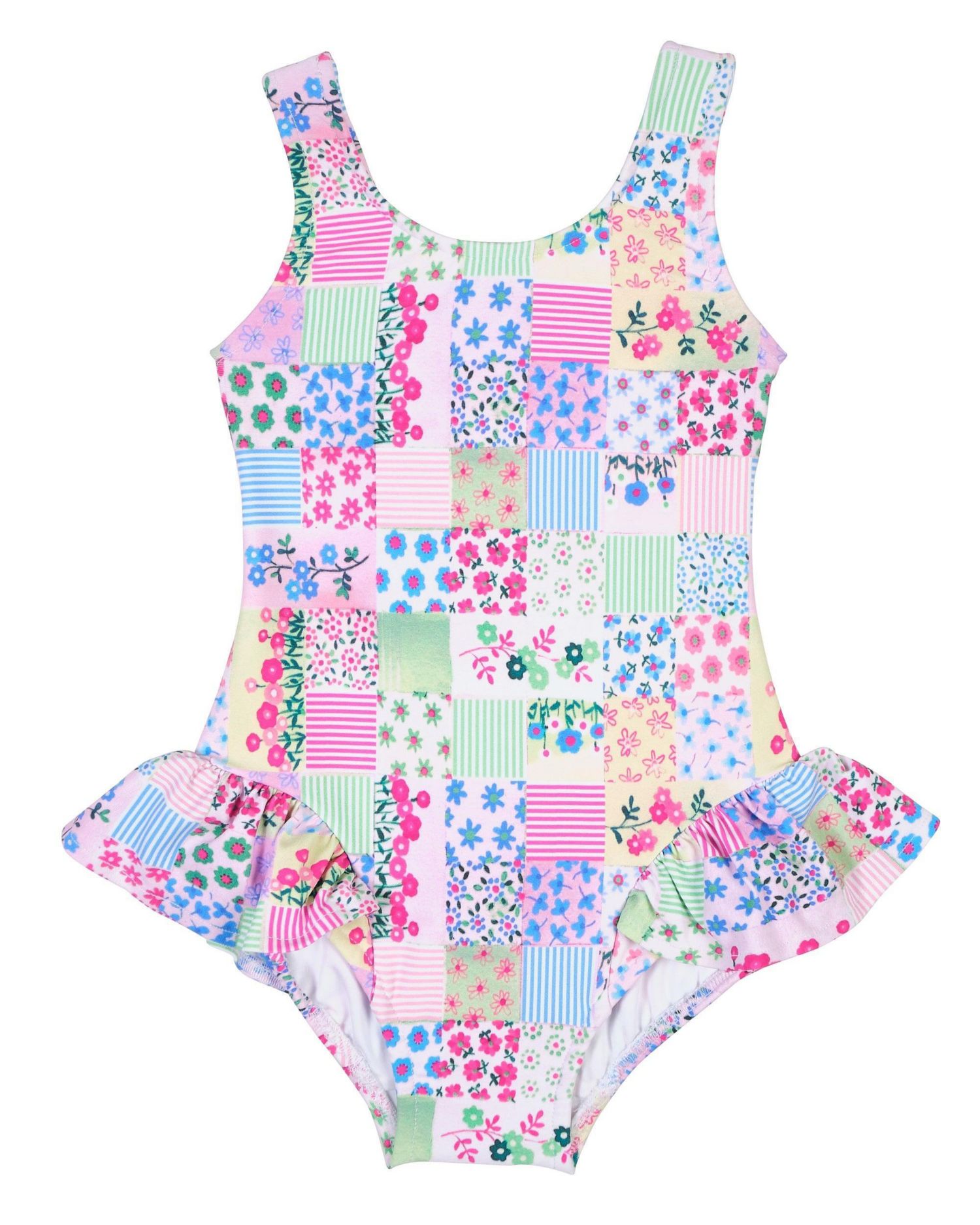 Baby Girl Patchwork Floral Hip Ruffle Swimsuit