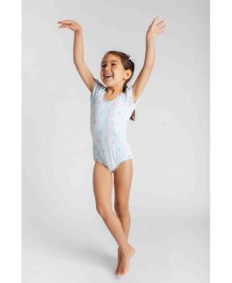 Toddler Girls Floral Print Swimsuit with Puff Sleeves