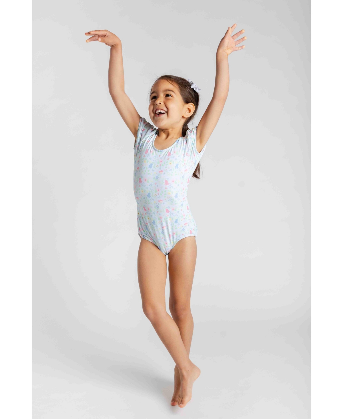 Florence Eiseman Toddler Girls Floral Print Swimsuit with Puff Sleeves