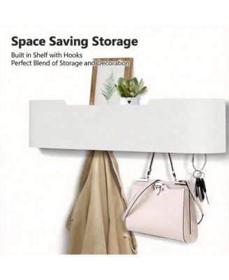 Solid Wood Wall Hook Shelf for Home Decor and Storage