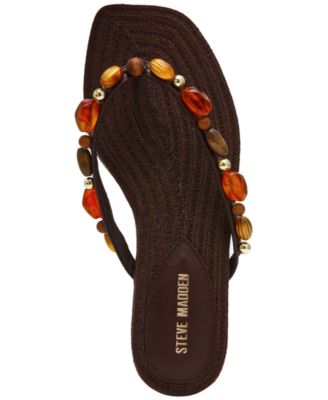 Women's Marble Embellished Square Toe Thong Sandals