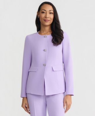 Women's Stretch Crepe Three-Button Waist Seamed Jacket