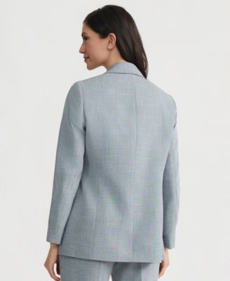 Women's Plaid Faux-Double-Breasted  Notch-Collar Jacket