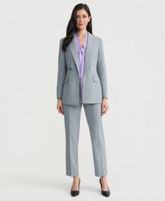 Women's Plaid Faux-Double-Breasted  Notch-Collar Jacket