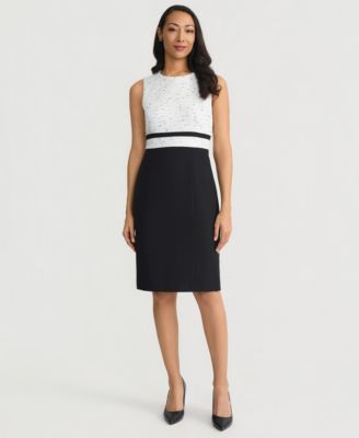 Women's Tweed-Crepe Framed Sheath Dress