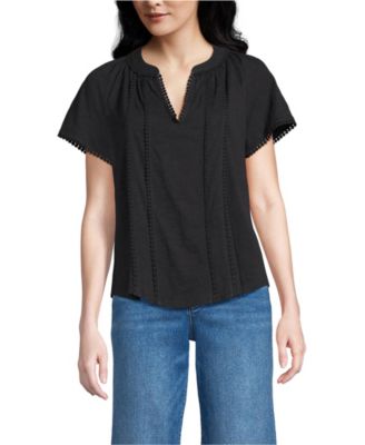 Women's Slub Short Sleeve Notch Neck Top