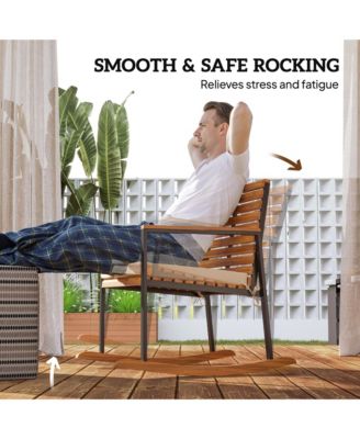 2PCS Outdoor Rocking Chair, Wooden Outdoor Rockers