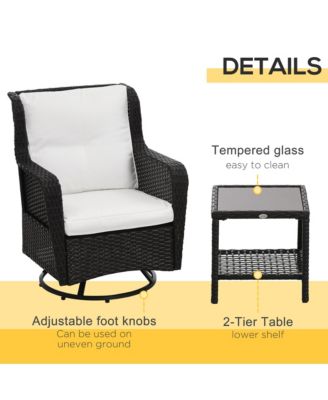 Patio Bistro Set, Rocking & 360° Rotation, Porch Furniture,