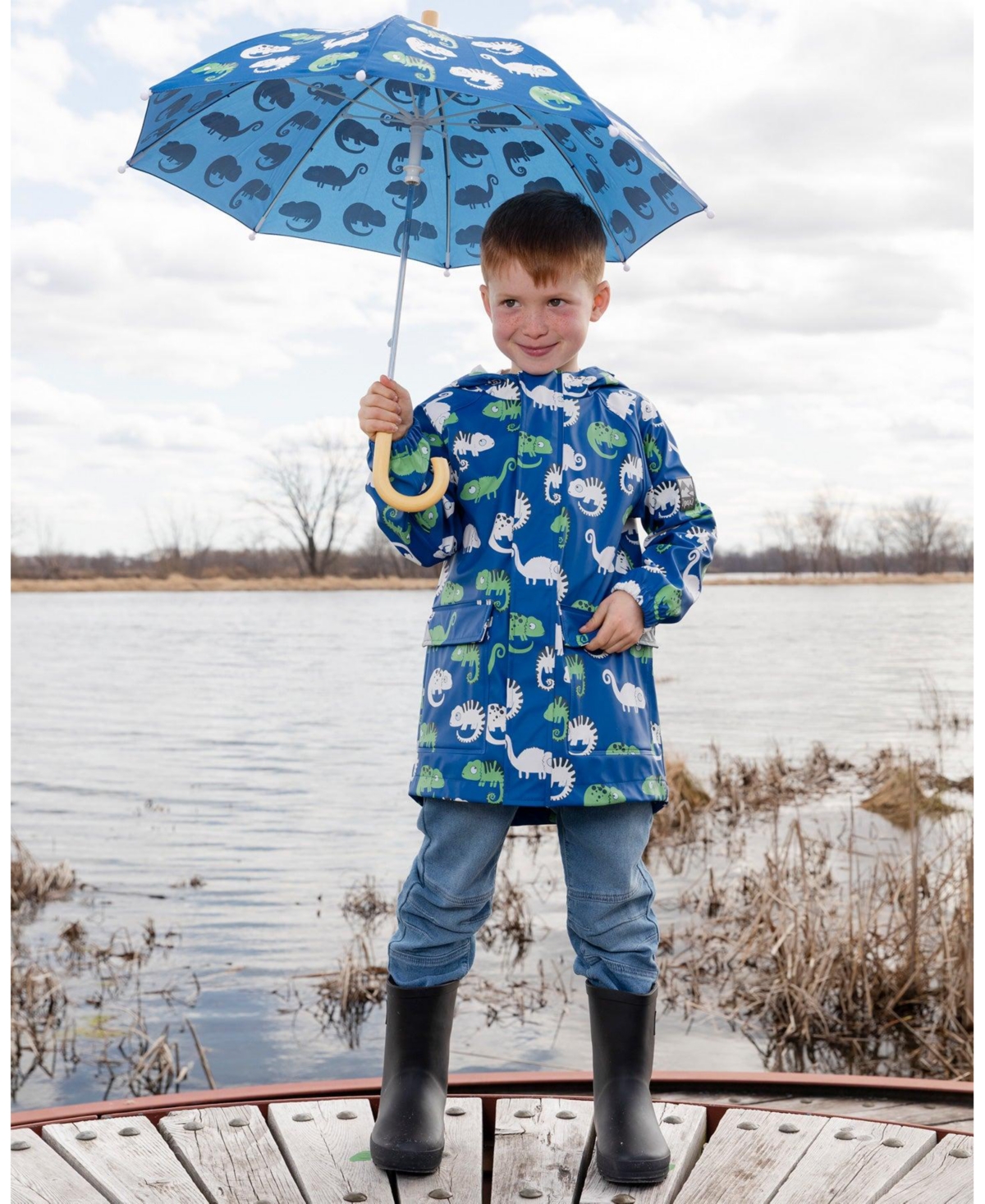 Deux par Big Boys Rain Jacket Polyurethane Chameleon Print