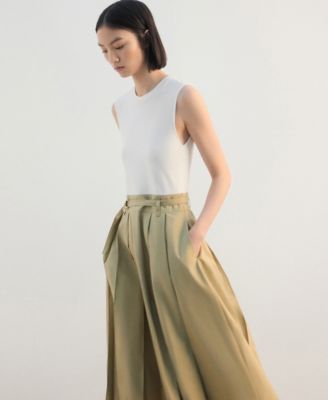 Women's Belt Flared Midi-Dress