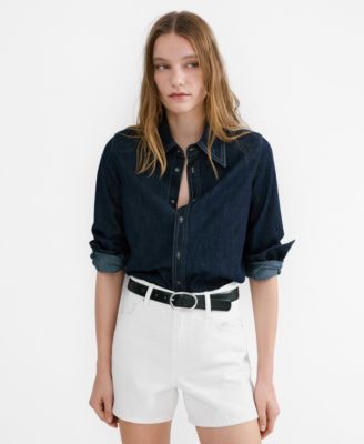 Women's High-Waisted Straight-Fit Denim Shorts