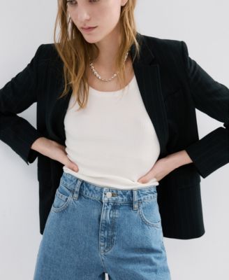 Women's High-Waist Straight-Fit Denim Shorts