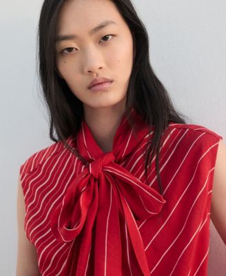 Women's Scarf Striped Blouse