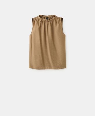 Women's Ruched Neck Satin Top