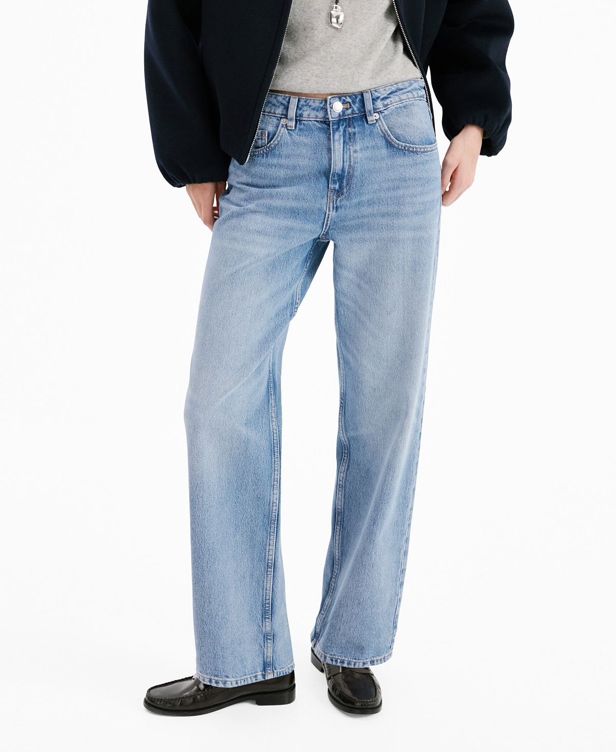 Mango Women's Straight Low-Waist Jeans view 1 — MAYCSS fashion products