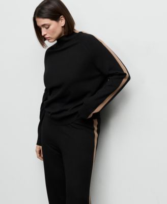 Women's Contrasting Stripes And Perkins Collar Sweater