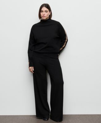 Women's Contrasting Stripes And Perkins Collar Sweater