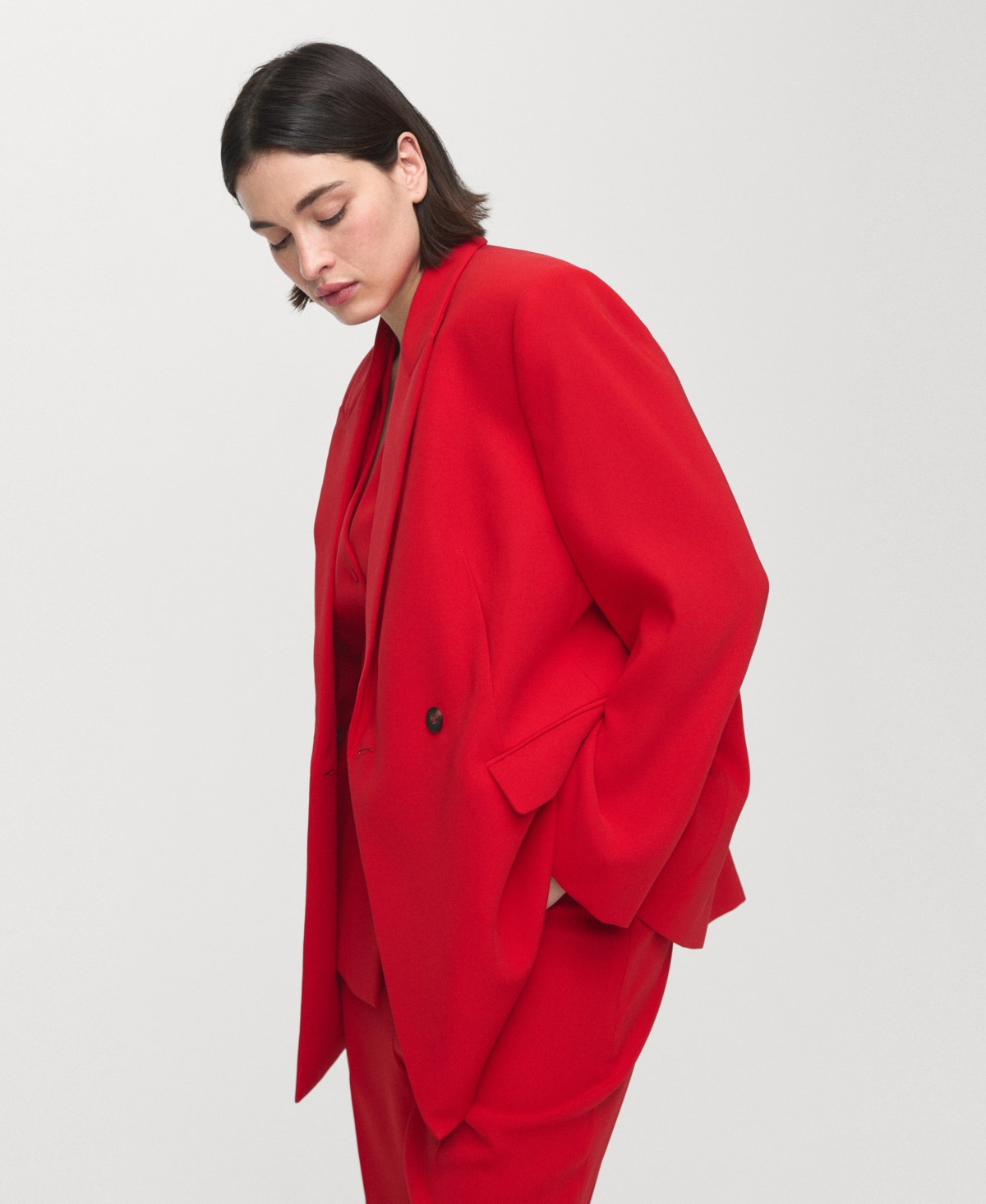 Mango Women's Scarf Suit Jacket