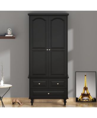 Wardrobe With 2 Doors and 3 Drawers , Bedroom Armoire Closet